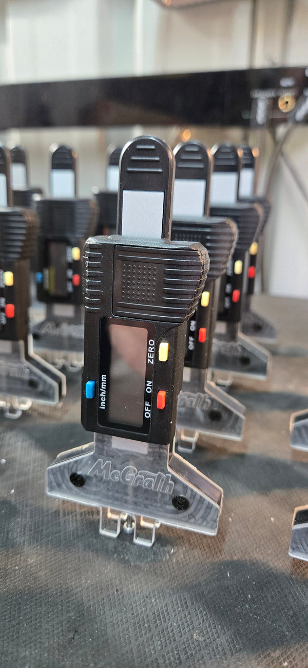 Back in stock: McGrath digital string height gauges.
