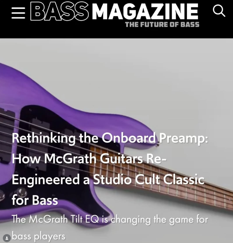 Bass magazine article on our Tilt EQ