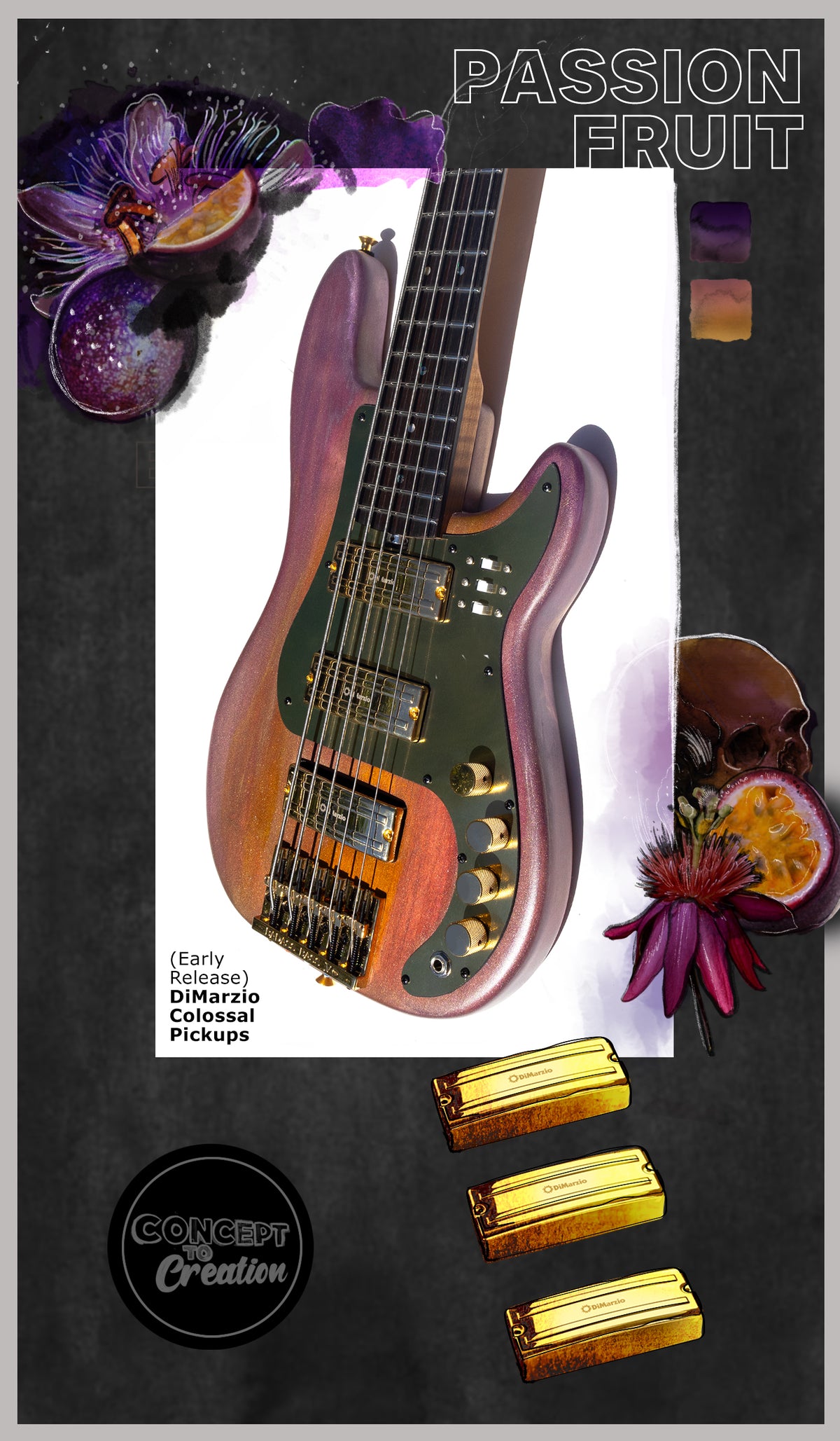 Thunderhorse V - Medium Scale - Passion Fruit - McGrath Guitars